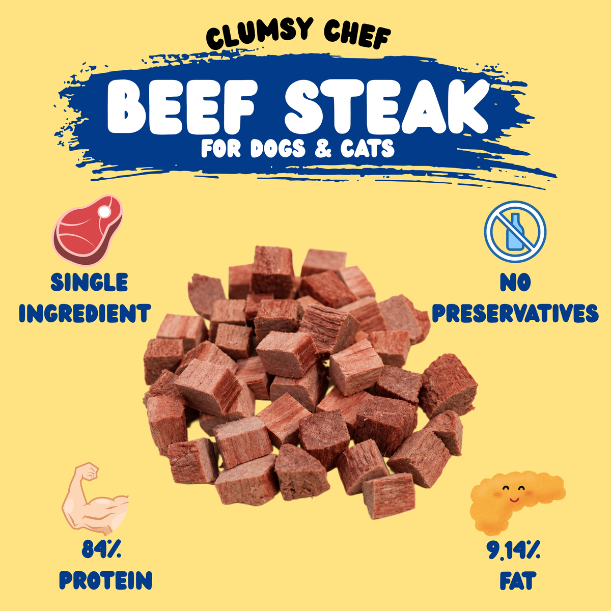 Bite-Size Freeze-Dried Beef Steak Training Treats for dogs and cats | Clumsy Chef