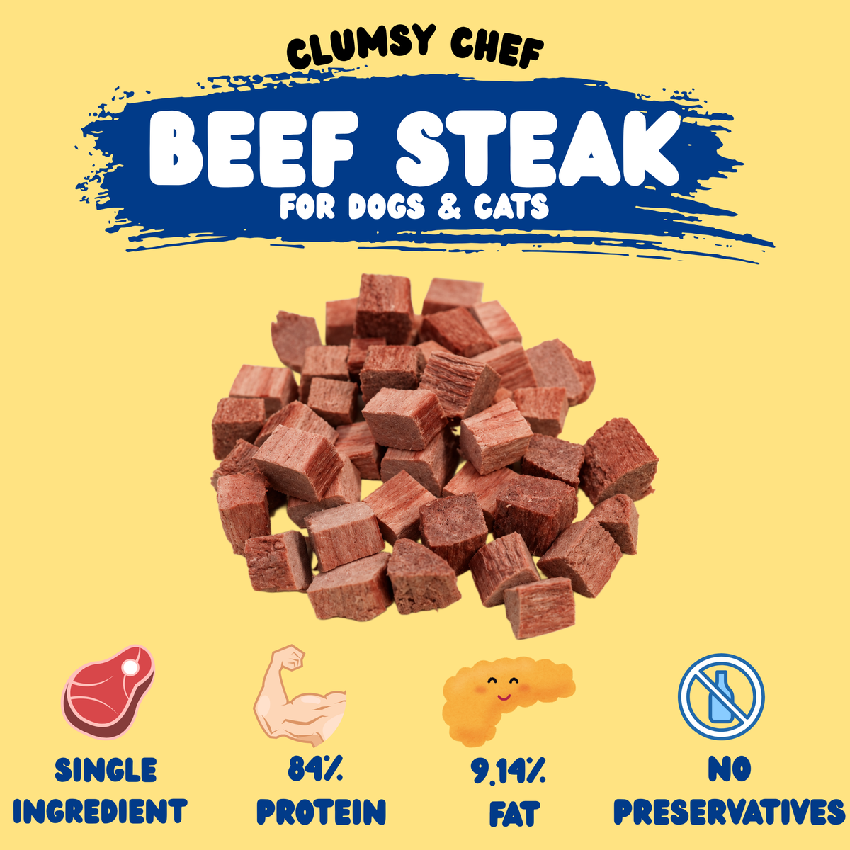 Bite-Size Freeze-Dried Beef Steak Training Treats for dogs and cats | Clumsy Chef
