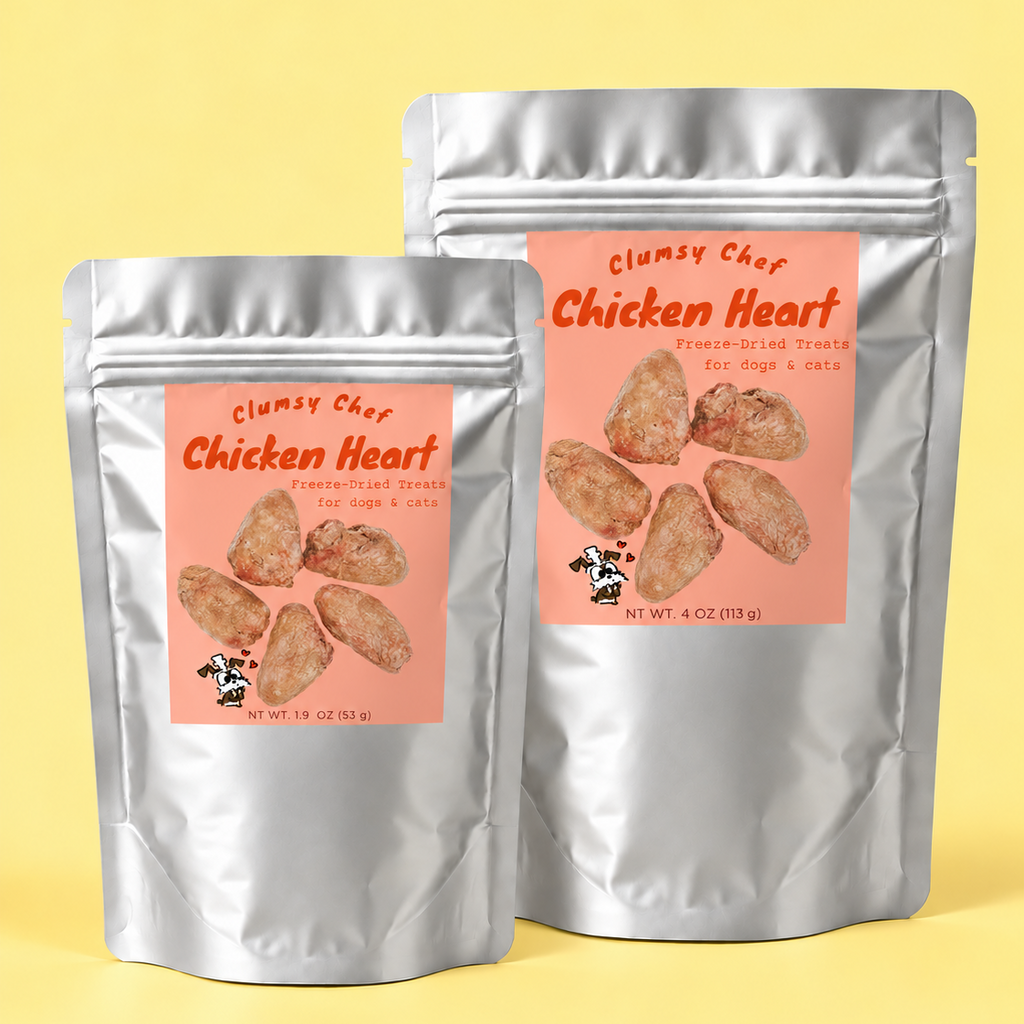 Freeze-Dried Chicken Hearts for Dogs & Cats | Taurine-Rich Treats | Clumsy Chef