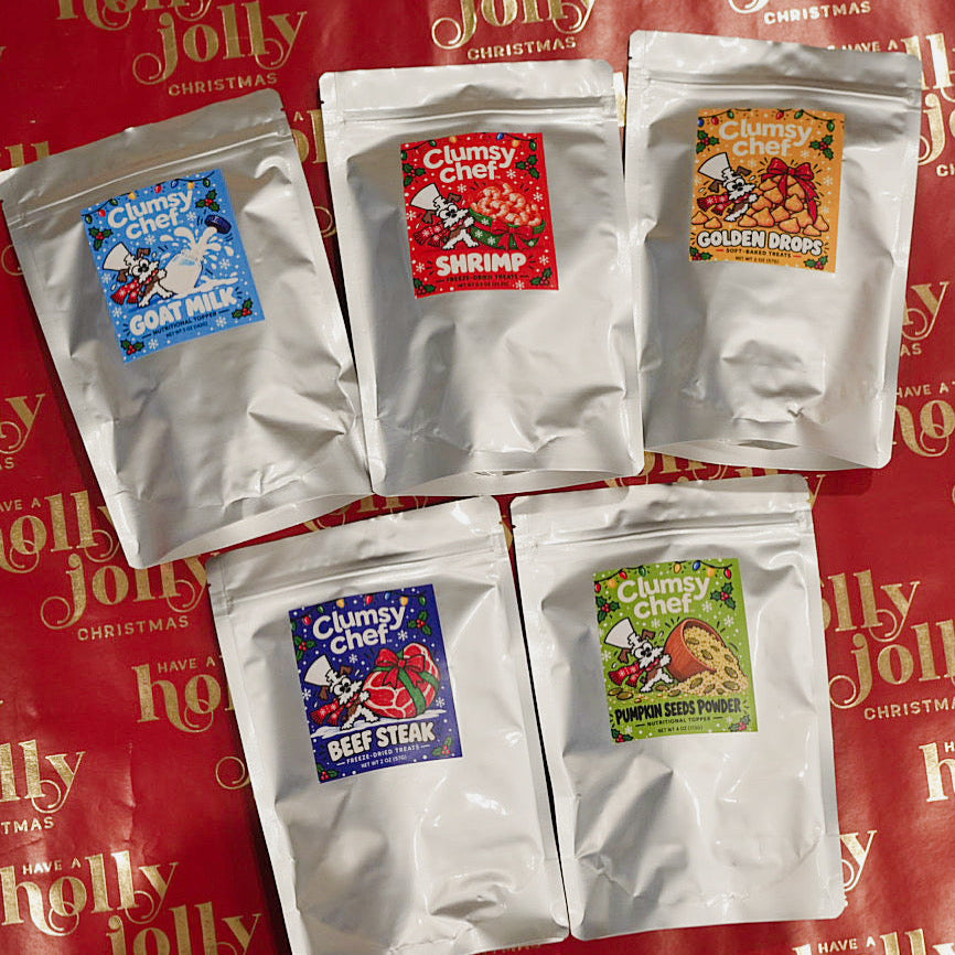 Clumsy Chef pet treats and meal toppers