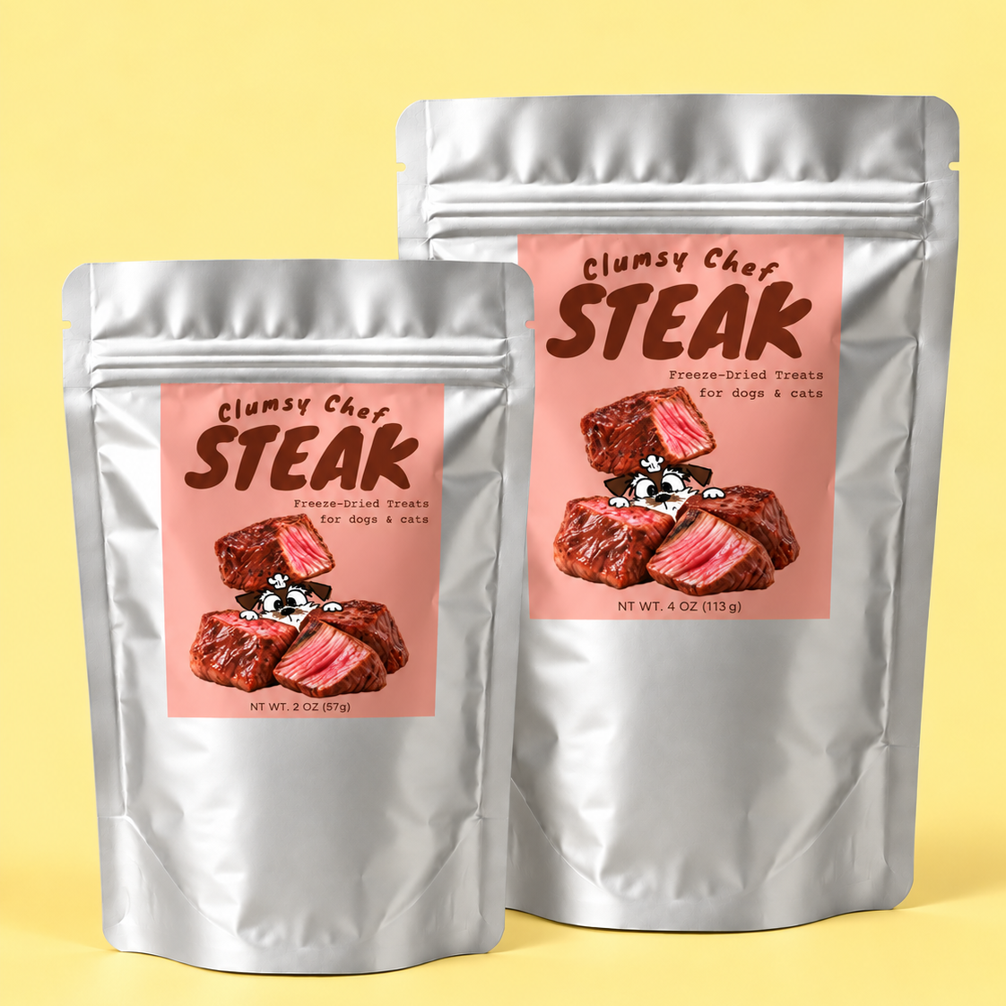 Bite-Size Freeze-Dried Beef Steak Training Treats for dogs and cats | Clumsy Chef